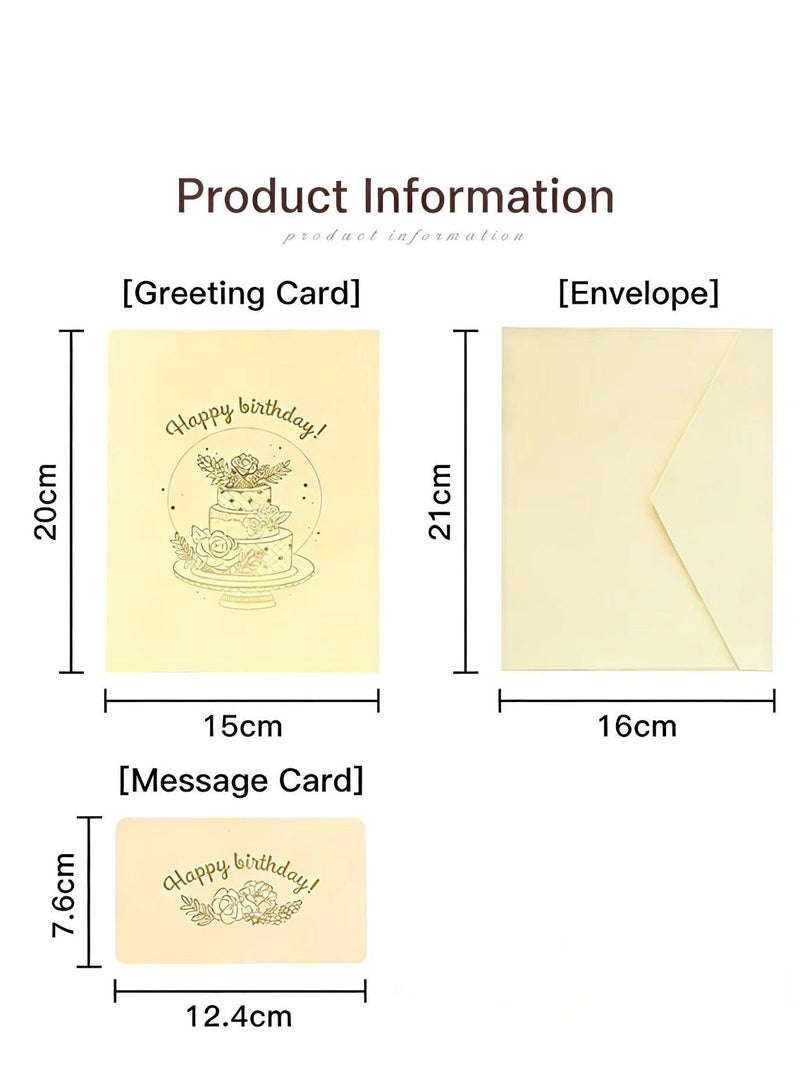 Fuwddy 3D Pop Up Happy Birthday Greeting Card with Envelope - Premium Happy Birthday Card for Women Men Kids, Elegant Gold Embossing Design, Unique Gift for Mom Dad Wife Husband - Image 4